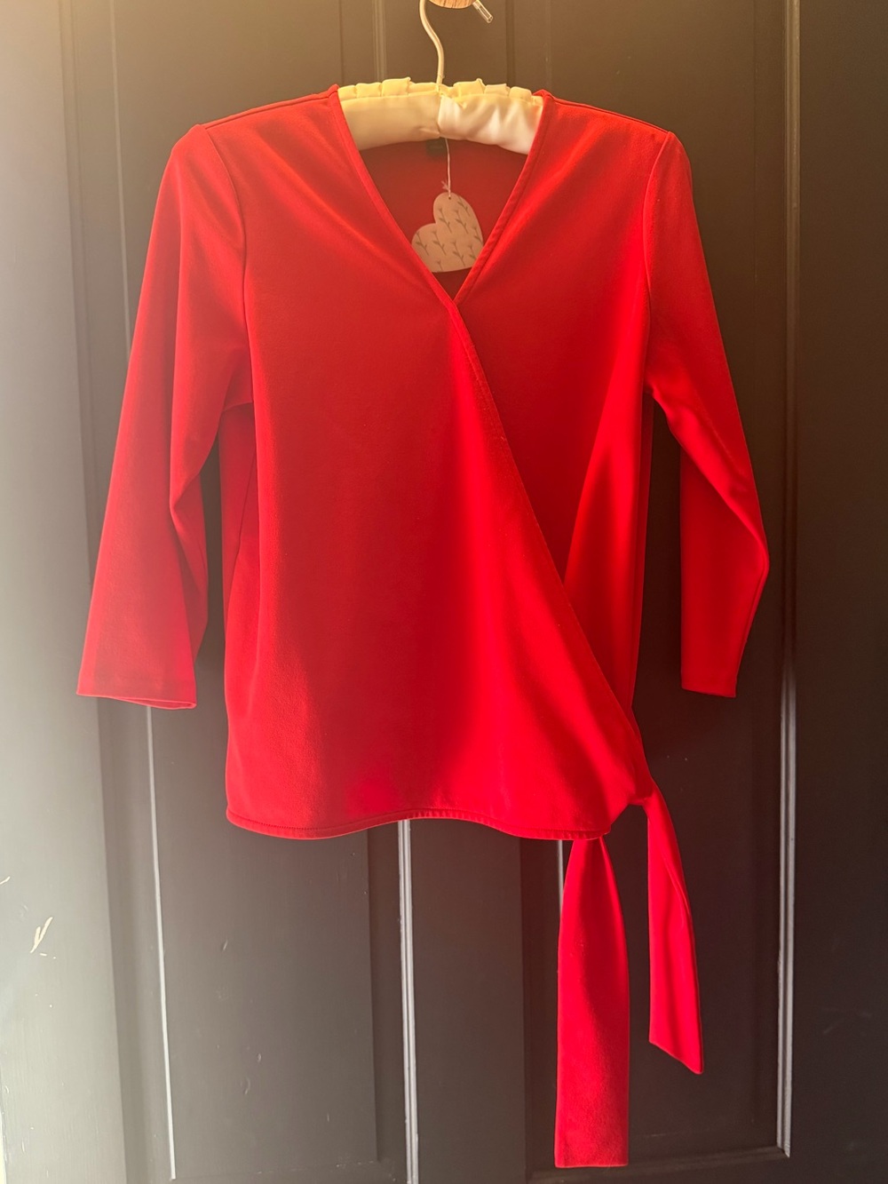 Ann Taylor Red Wrap Blouse with Side Tie. Small Petite